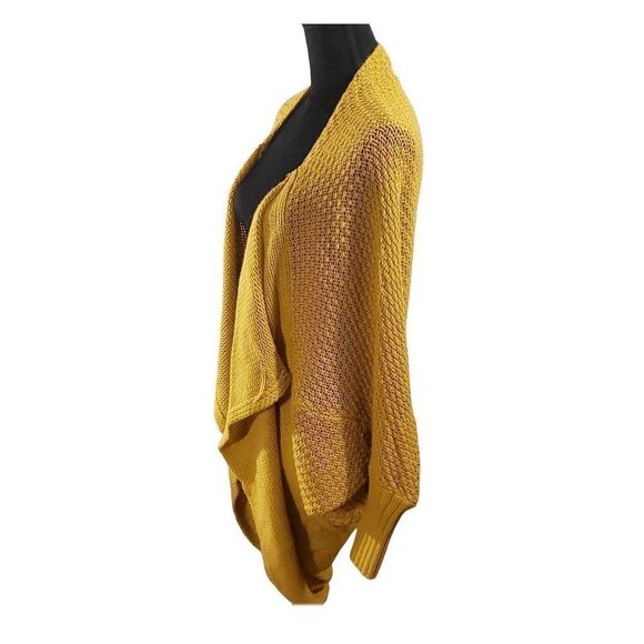 Vutti Yellow Acrylic Full Sleeve Open Front Knit Long Sleeve Cardigan Size OS - Picture 8 of 9